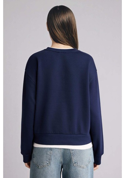 Defacto Relax Fıt Basıc Düz Kalın Sweatshirt Kumaşı Sweatshirt H2149ax25wnnv251 Lacivert-nv251