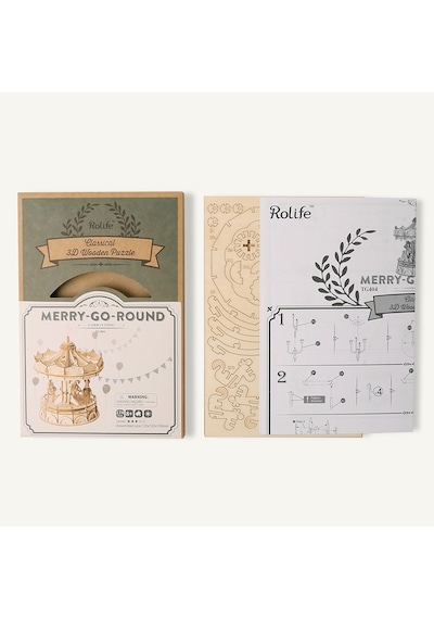 Rolife Tg404 Atlı Karınca Merry-go-round Dıy Minyatür Maket Model Ahşap 3d Wooden Puzzle Model Kit Dekoratif Hobi Seti Ahşap Maket