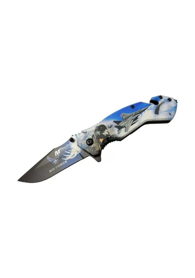 Mtech 4 23 4 Air Force Kurtarma / Kamp Çakı 20cm - Yarı Otomatik, Kemerlikli, Cam Kırma Ve İp Kesme Aparatlı