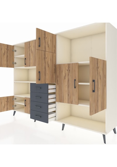 Hyperion Dolap 10 Raflı 4 Çekmeceli 8 Kapaklı 220x44x163 Aytaşı-ç Aytaşı-çam/antrasit Hyperion Dolap 10 Raflı 4 Çekmeceli 8 Kapaklı 220x44x163 Aytaşı-ç Aytaşı-çam/antrasit