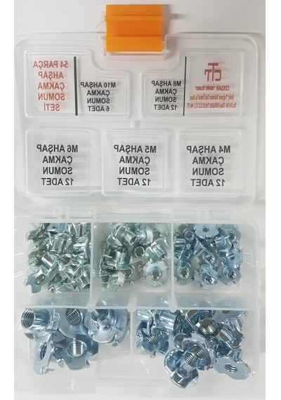 Ahşap Çakma Somun 54 Adet Set -Ağaç Somunu M4-M5-M6-M8-M10 Set