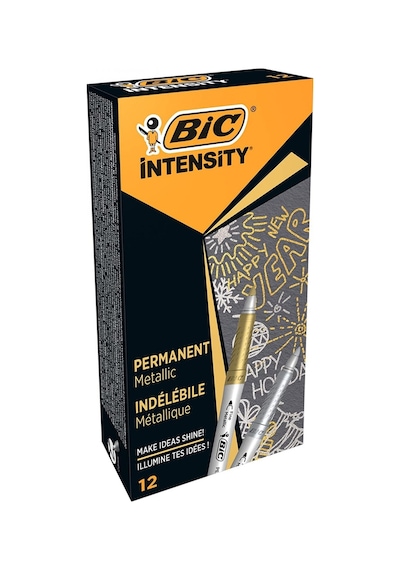 Bic İntensity Konik Uçlu Kalıcı İşaretleyici 12'li 6 Adet Altın