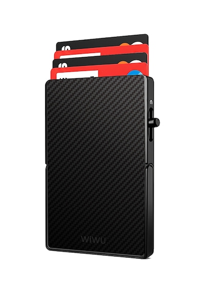 Wiwu Mw-007 Warriors Pop-up Buton Tasarımlı Magnetik Aramid Fiber Metal Standlı Kartlık Siyah