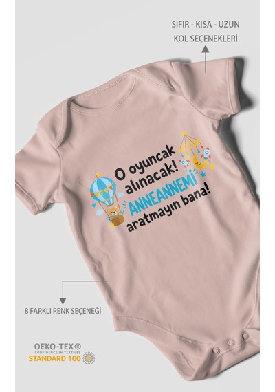 Morivokids Anneanneye Özel Kısa Kollu Bebek Body %100 Pamuk Zbn285-kk Pastel Pembe
