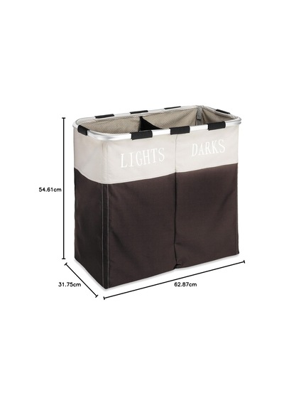 Easycare Çift Çamaşır Sepeti - Işıklar Ve Karanlıklar Ayırıcı - Espresso, 2 Bölmeli Çok Renkli