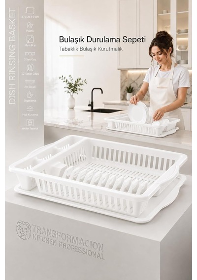 Transformacion Beyaz Alessi Maxi Boy Tezgah Üstü Tabaklık Bulaşık Kurutmalık Ve Mutfak Organizeri 714493 Diğer