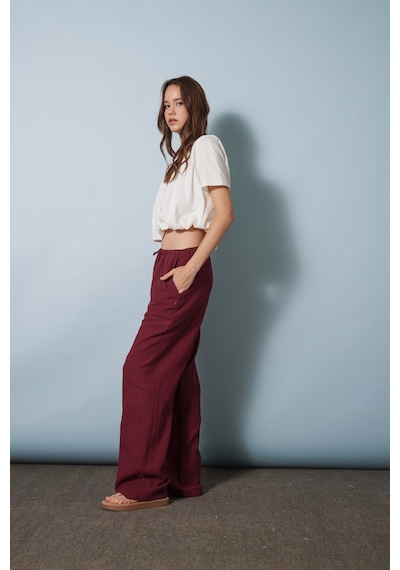 Avrile Bağcıklı Pantolon Bordo
