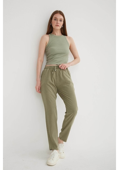 Fashion Friends Beli Bağlamalı Haki Kadın Pantolon 26y0477k1