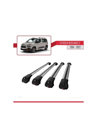 Citroen Berlingo 2019-2022 Arası İle Uyumlu Ace-1 Ara Atkı Tavan Barı Gri 4 Adet Bar