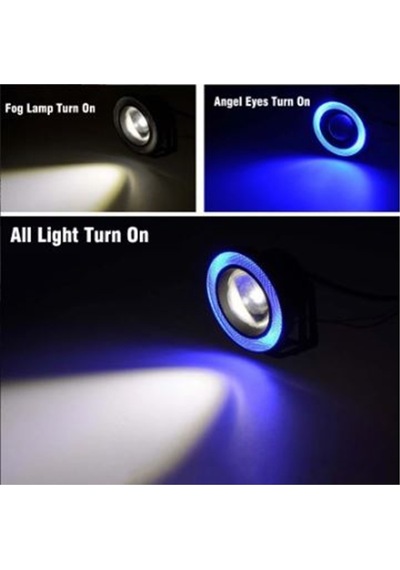 89 Mm Turuncu Mercekli Angel Led Halkalı Sis Far Metal Gövde