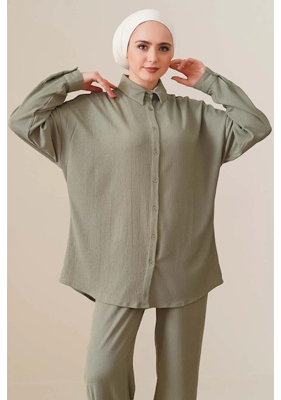 Hiccup Bdart Oversized Gömlek & Pantolon Takım Adaçayı Yeşili