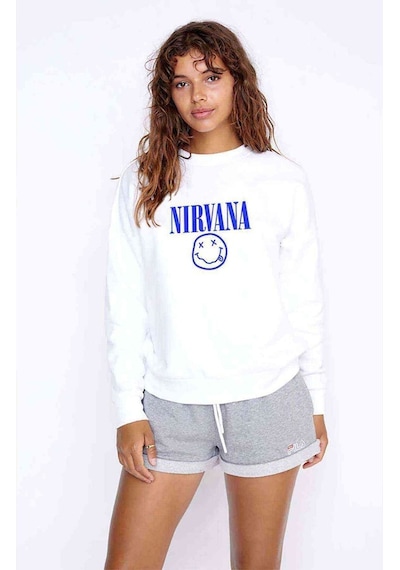 Nirvana Baskılı Beyaz Kadın Sweatshirt (528299731)