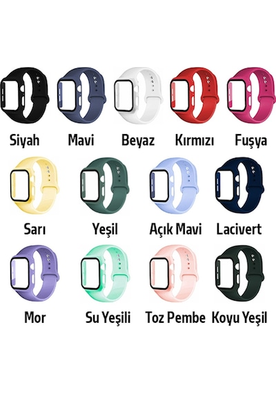 Ally Apple Uyumlu  Watch 4-5-6 40 MM Silikon Kordon Kayış Ve Ekran Koruyu