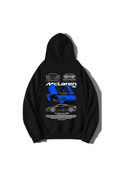 Brz Collection Unisex Oversize Mclaren 7205 Hoodie Siyah