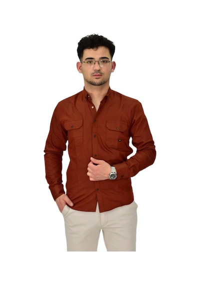 Erkek Spor Likralı Gömlek Bgl-st04343 kiremit
