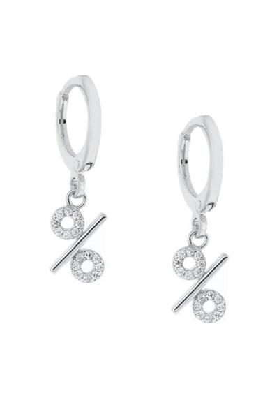 Merano Design Percentage Rhodium Küpe Çok Renkli