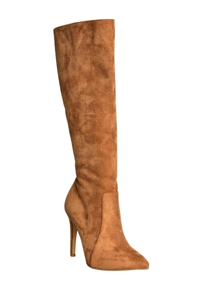 Fox Shoes N372530102 Taba Süet İnce Topuklu Kadın Çizme Taba-Süet