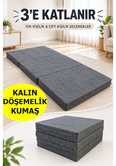 Katlanır Sünger Yatak Minder Yer Yatağı Çift Kişilik,tek Kişilik 15 Dansite Beyaz Sünger (Yumuşak)