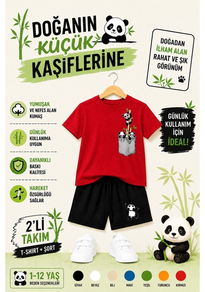 Overmax Doğanın Küçük Kaşifleri Panda Baskılı Çocuk Takımı Rahat, Şık Ve Enerjik Kombin 1-12 Yaş Trend Yazlık Takım Kırmızı - 883562608 Kırmızı Overmax Doğanın Küçük Kaşifleri Panda Baskılı Çocuk Takımı Rahat, Şık Ve Enerjik Kombin 1-12 Yaş Trend Yazlık Takım Kırmızı - 883562608 Kırmızı