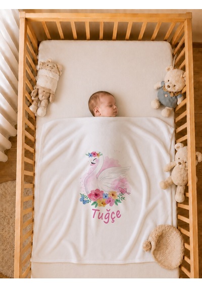Kız Bebek Doğum Hediyesi İsme Özel Bebek Battaniyesi %100 Pamuk Çift Kat Penye Ham Bez Kıyafet Keseli 2097bk3x