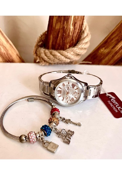 Ferrucci Fr27013 Çelik Kordon Fonksiyonlu Kadın Kol Saati+bilekli