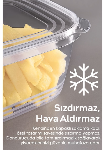 5 Adet Sızdırmaz Kendinden Kapaklı Derin Dondurucuya Uygun Saklama Kabı Hava Almaz Düzenleyici 1lt Şeffaf