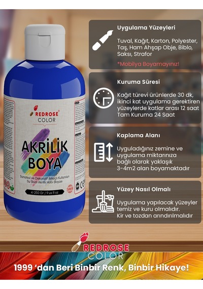 Red Rose Mavi Akrilik Boya 250 G