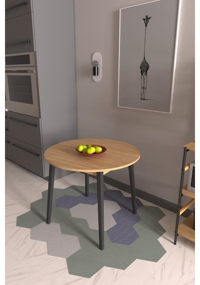 Vilinze Avanos Yuvarlak Sabit Mdf Mutfak Masası - Q90 Cm Naturel