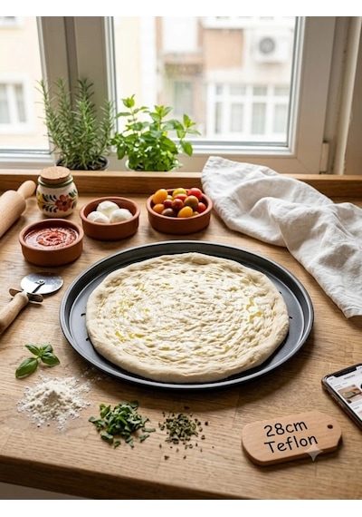 Bymyhand Teflon Kaplama Siyah Yanmaz Yapışmaz Pizza Tepsisi 28 Cm