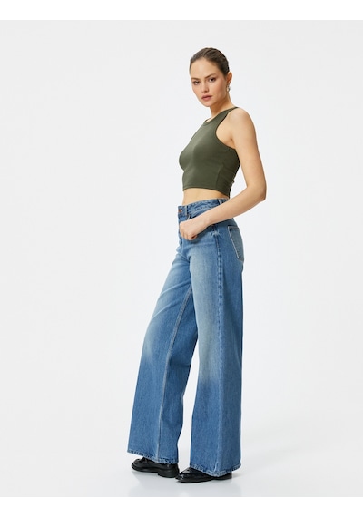 Koton Crop Atlet Ribanalı Bisiklet Yaka Haki 4sak10011ek 4SAK10011EK890 Haki