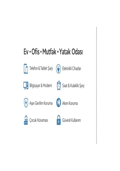 Ftr/16 3680w 16a 3 Priz, 2 Usb, 1 Type-c, 1.8 Metre Akım Korumalı