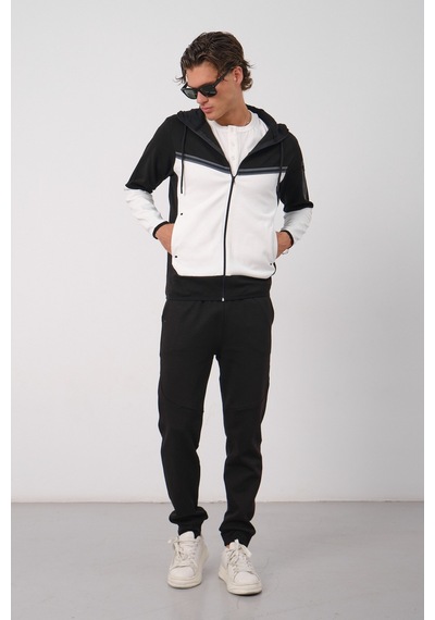 Dechers Erkek Siyah Tech Fleece Double Face Kapüşonlu Fermuarlı Eşofman Takımı - E228 Beyaz Dechers Erkek Siyah Tech Fleece Double Face Kapüşonlu Fermuarlı Eşofman Takımı - E228 Beyaz