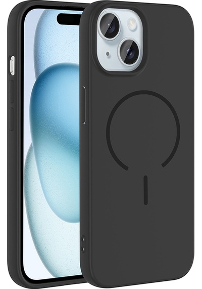 Apple Uyumlu iPhone 15 Kılıf M-safe Şarj Özellikli Sys Meta Kapak - Rose Pembe Rose Pembe