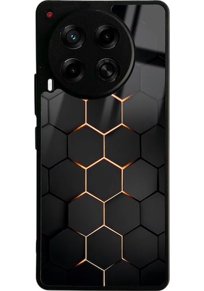 Tecno Camon 30 Yellow Carbon Tasarımlı Glossy Telefon Kılıfı Siyah