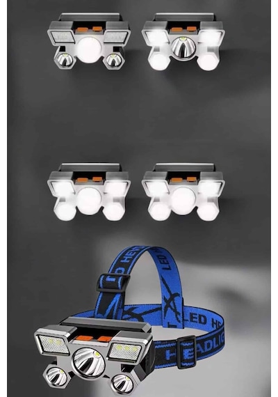 Sepetopia Ultra Güçlü Led Işık Şarjlı Kafa Lambası Balıkçı Lambası Kafa Feneri