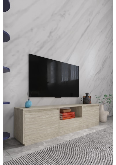 Vanguard 3 Kapaklı Tv Ünitesi 160 Cm - Traverten Desen Traverten