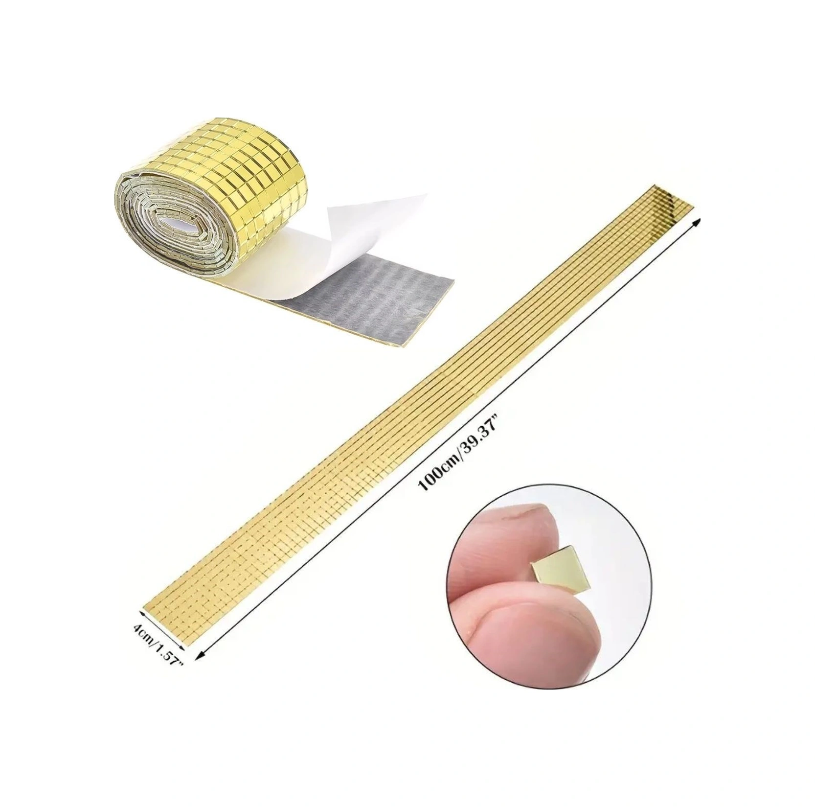 River World 1 Metre'lik Ve 4 Cm Genişliğinde Aynalı Mozaik Taş Dekorlu Gold Renk Dekor Bandı