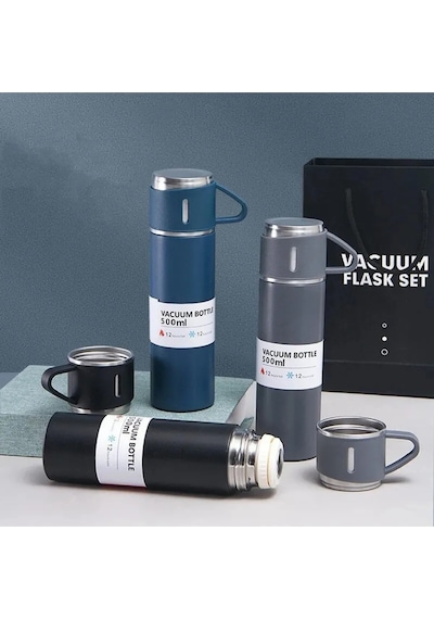 Ucuztekno Vacuum Flask Set Termos Siyah
