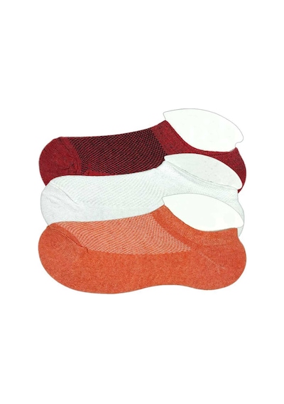 3 Adet Çocuk Sneaker Patik Çorap Bordo Beyaz Turuncu