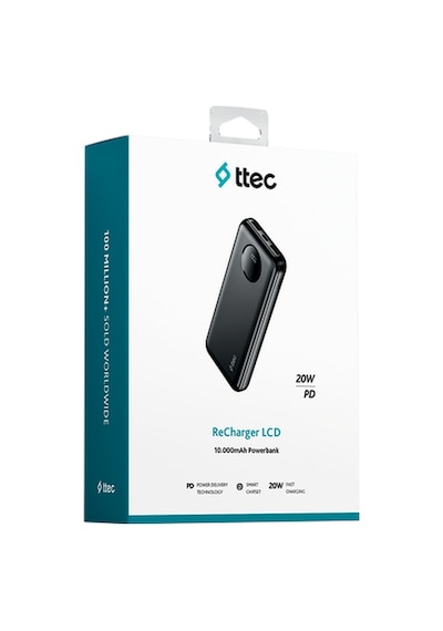 Ttec Recharger Lcd 10.000mah Pd 20w Taşınabilir Hızlı Şarj Aleti/powerbank - 2bb282s Siyah