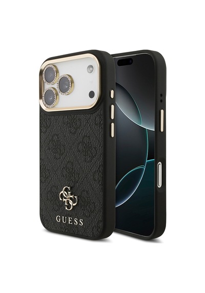 Apple Uyumlu iPhone 17 Pro Guess Lisanslı 4g Ve Yazı Logolu Kılıf&ekran&lens Koruyucu 3in1 Aksesuar Seti Siyah Siyah