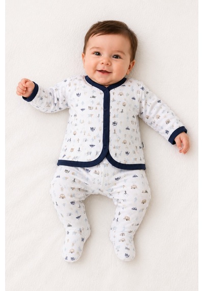 Babyhola Unisex Yenidoğan Bebek Zıbın Takımı 12766 Lacivert