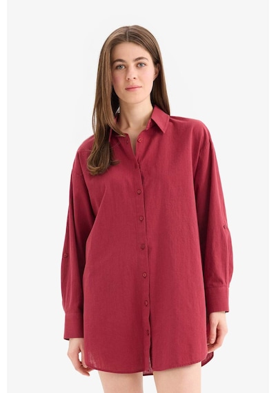 DeFacto Regular Fit Pamuklu Plaj Gömleği-Fall in Love W8241AZ25SMBR285 Bordo