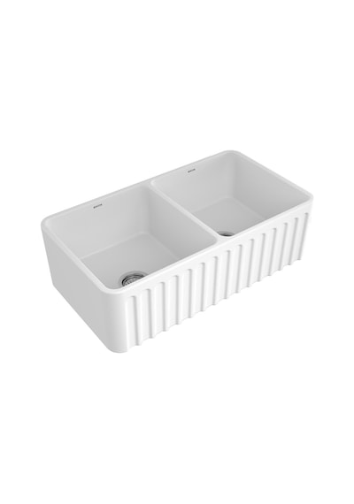 Bocchi Lavello Dekorlu Çift Gözlü Eviye 85 Cm Beyaz 1601-001-0120 Parlak Beyaz