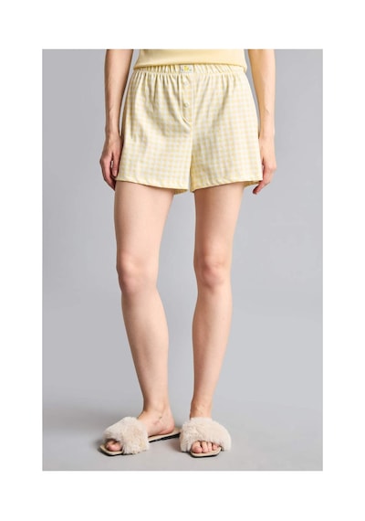 Defacto Regular Fıt Kısa Kollu 2li Kareli Şortlu Ribana Açık Sarı Pijama Takım G9860ax26smyl83 Sarı-yl83