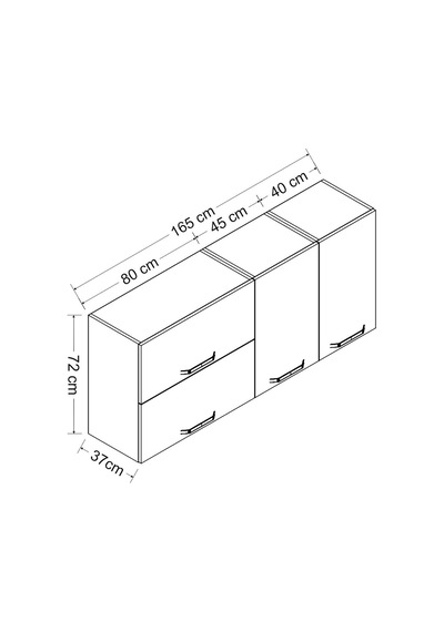 Minar 165 Cm Mutfak Dolabı Beyaz 165-b2-üst Modül