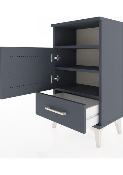 Arges Komodin 2 Raflı Tek Kapaklı 44x30x80 Antrasit-antrasit Antrasit