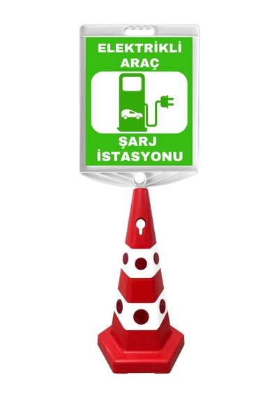 Elektrikli Araç Şarj İstasyonu Çift Taraf Baskı Kırmızı Ultra Kedi Gözlü Ağırlıklı Koni Seti Trafik Dubası
