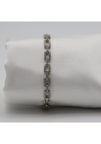 Taşlı Kilit Bileklik Silver Çok Renkli