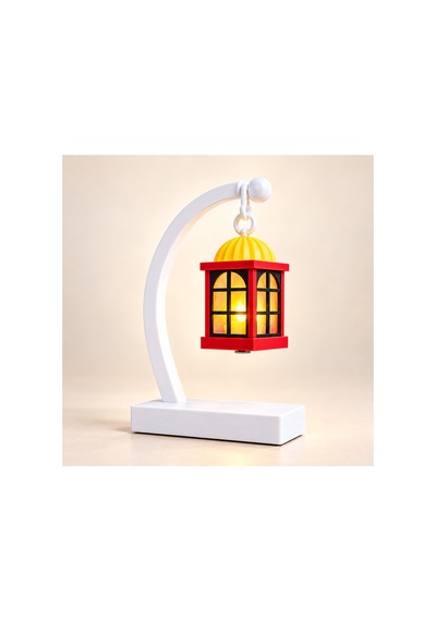 Dekoratif Standlı Askılı Led Mumlu Masaüstü Gece Lambası Yılbaşı Feneri 22.5 Cm Pilli Mum Dahil Açık Altın